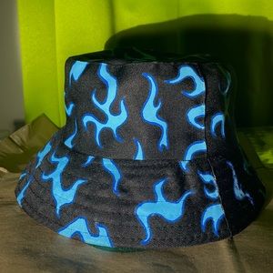 Custom Blue Flames Original Reversible Bucket Hat